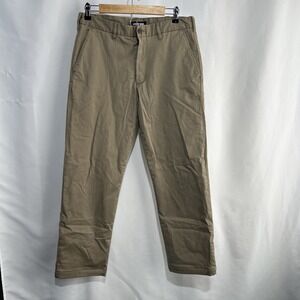 🍂 Lands End Flannel Lined Pants Mens 31 Traditional Fit Khaki Red Plaid Chino